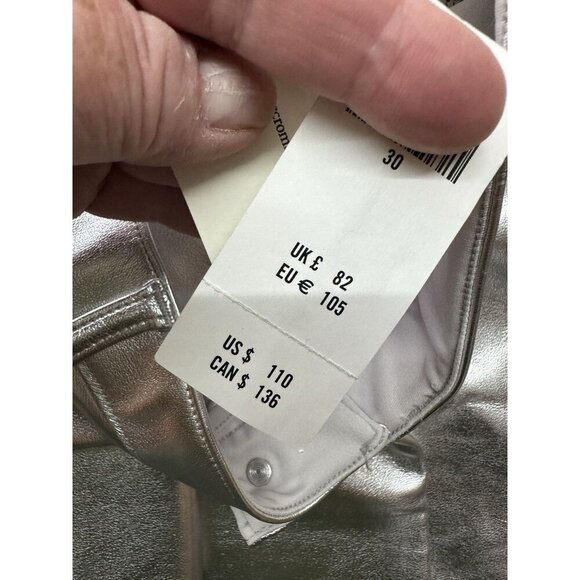 NWT Abercrombie & Fitch High Rise 90s Relaxed Jeans Metallic Silver 30/10 Curve - Picture 4 of 7